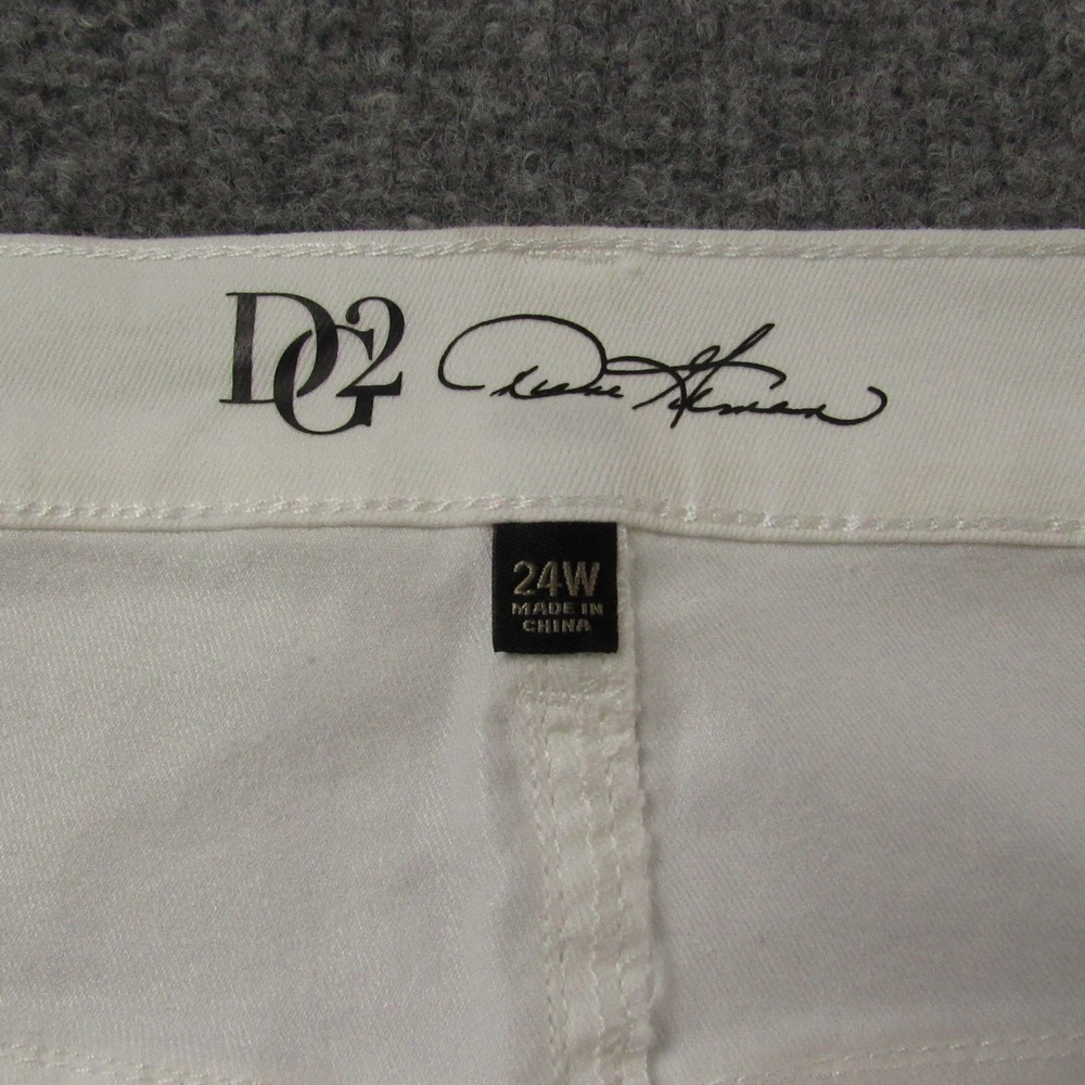 DG2 Pants Womens 24W White‎ Star Embroidered Cropped Raw Hem Stretch Jeans - Picture 4 of 14